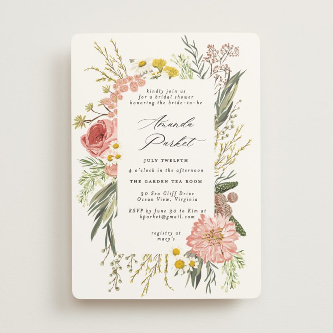 "Organic Florals" - Bridal Shower Invitations in Blush by Susan Moyal - Front