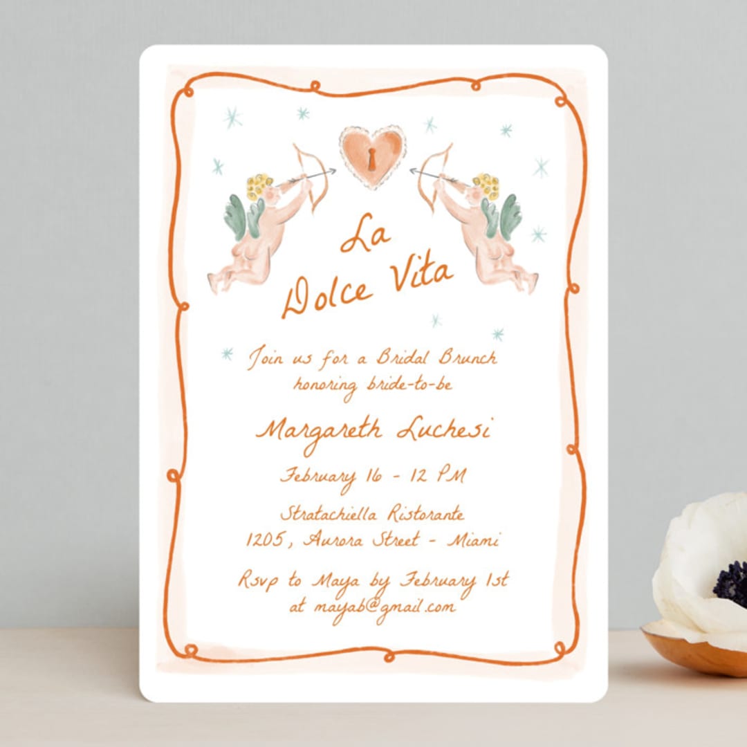 "Giardino" - Bridal Shower Invitations in Flame by Pati Cascino - Front