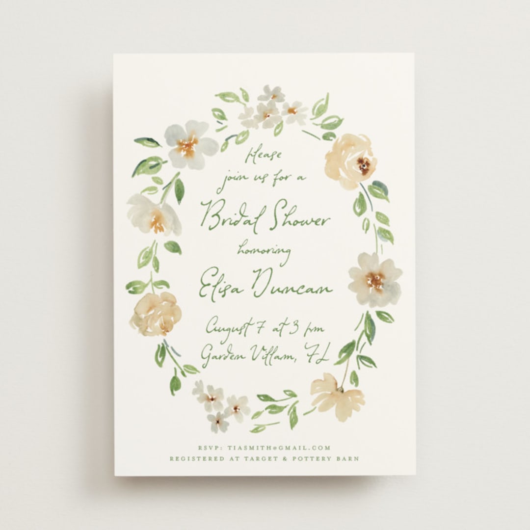 "Elise" - Bridal Shower Invitations in Greenery by Petra Kern - Front