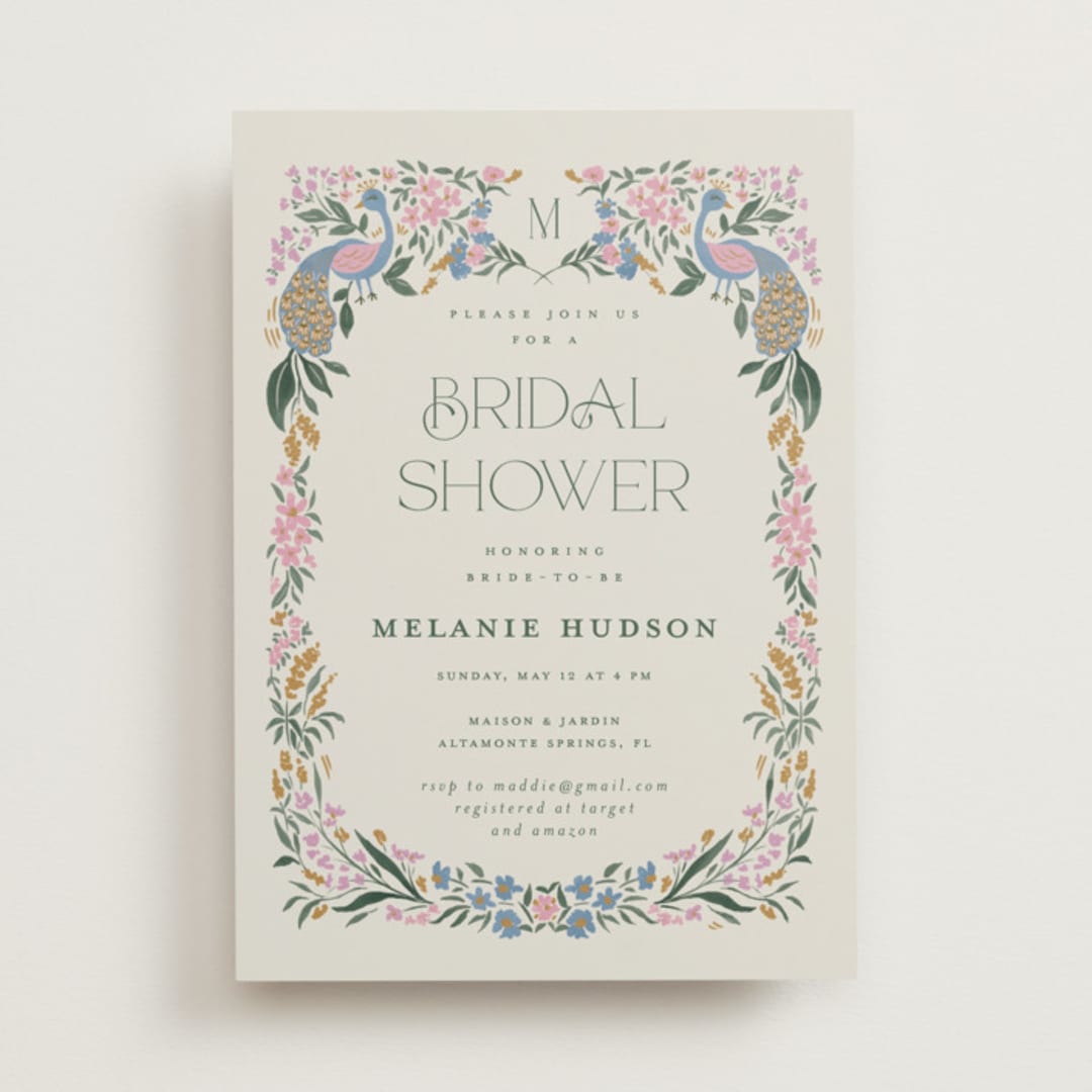 "paonne" - Bridal Shower Invitations in Peacock by Vera Lim - Front