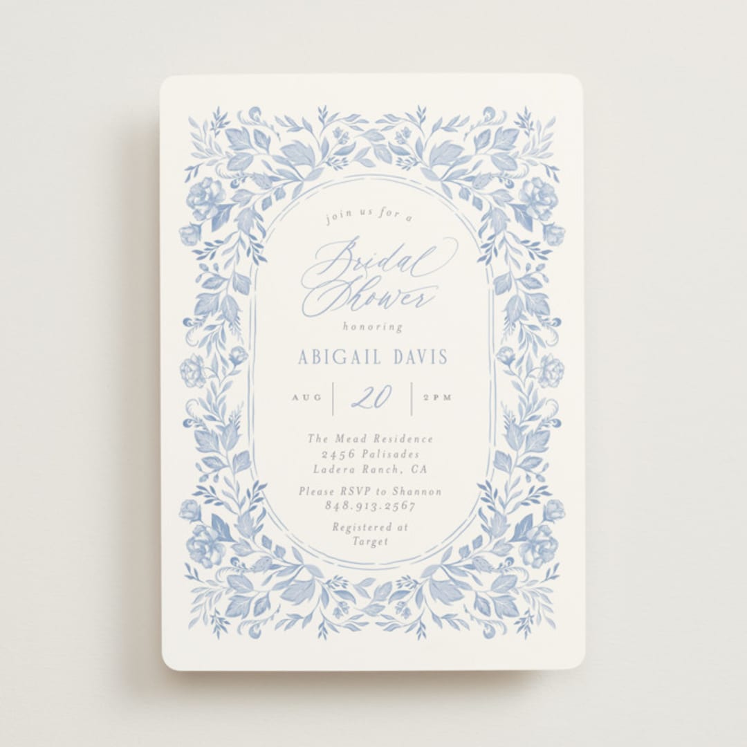 "French Blue" - Bridal Shower Invitations in Periwinkle by Joanna Griffin - Front