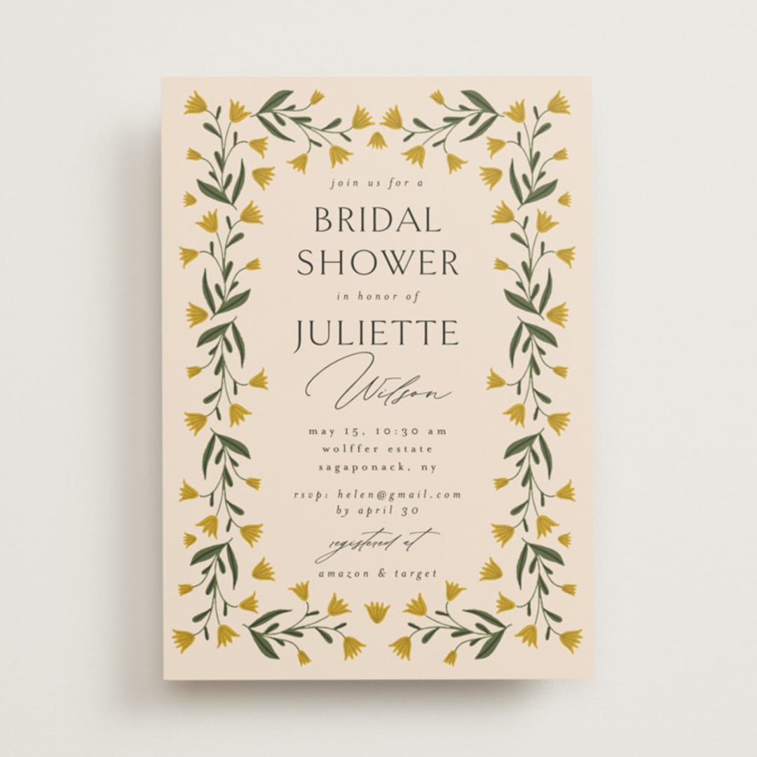 "Floral Frame" - Bridal Shower Invitations in Marigold by Iveta Angelova - Front