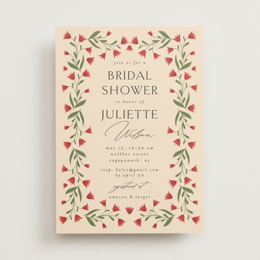 "floral frame" - Bridal Shower Invitations in Ruby by Iveta Angelova - Front