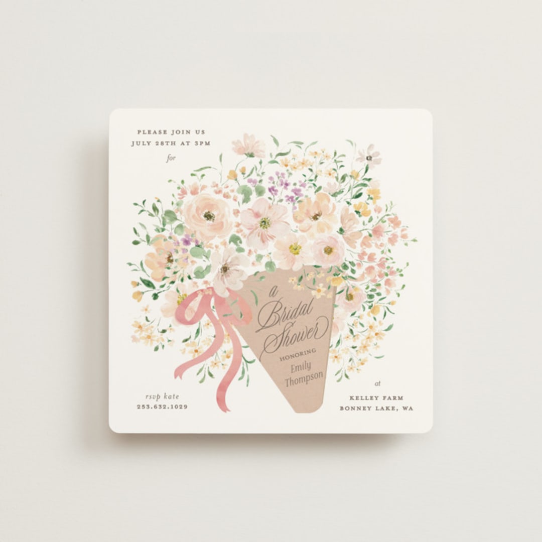 "Love is Blooming" - Bridal Shower Invitations in Carnation by Itsy Belle Studio - Front
