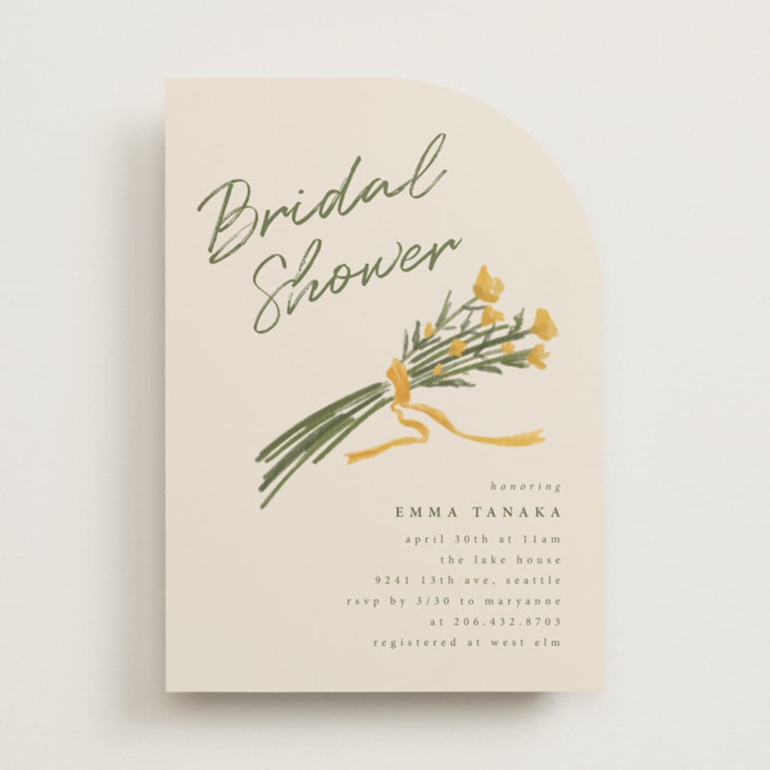 "Pencil Bouquet" - Bridal Shower Invitations in Cream by Adelyn T. - Front