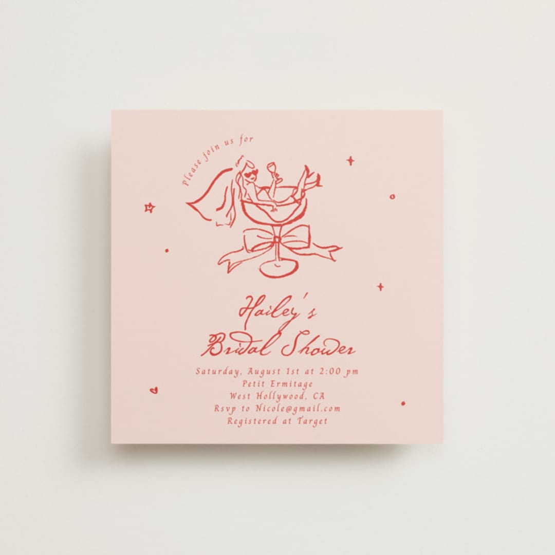 "Cheers to Love" - Bridal Shower Invitations in Scarlet by Cass Loh - Front