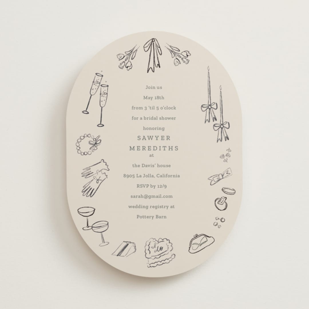 "Wedding Sketches" - Bridal Shower Invitations in Cement by Baumbirdy - Front