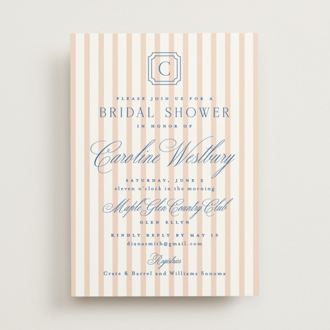 "Preppy" - Bridal Shower Invitations in Coral by Erin German - Front