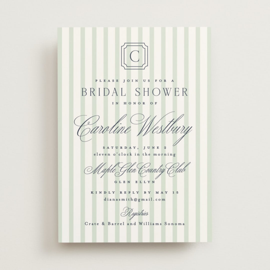 "Preppy" - Bridal Shower Invitations in Honeydew by Erin German - Front