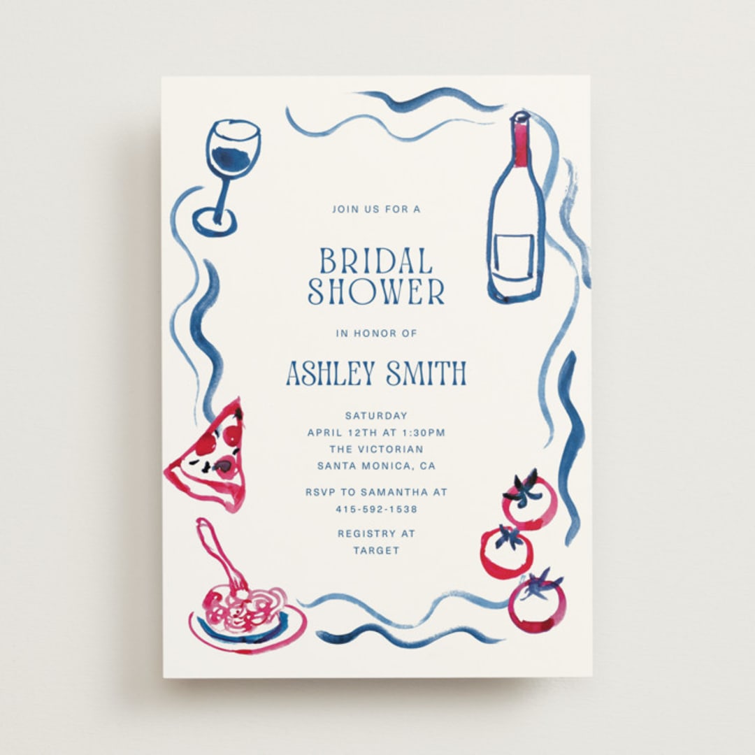 "Amore e Cibo" - Bridal Shower Invitations in Azure by Cass Loh - Front