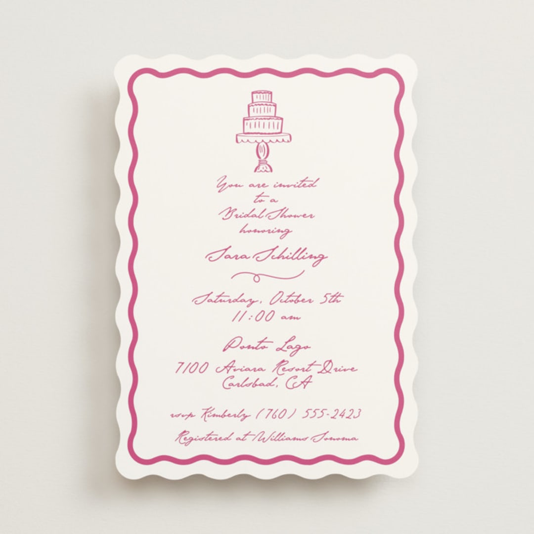 "Le Cake" - Bridal Shower Invitations in Azalea by Tina Faselli - Front