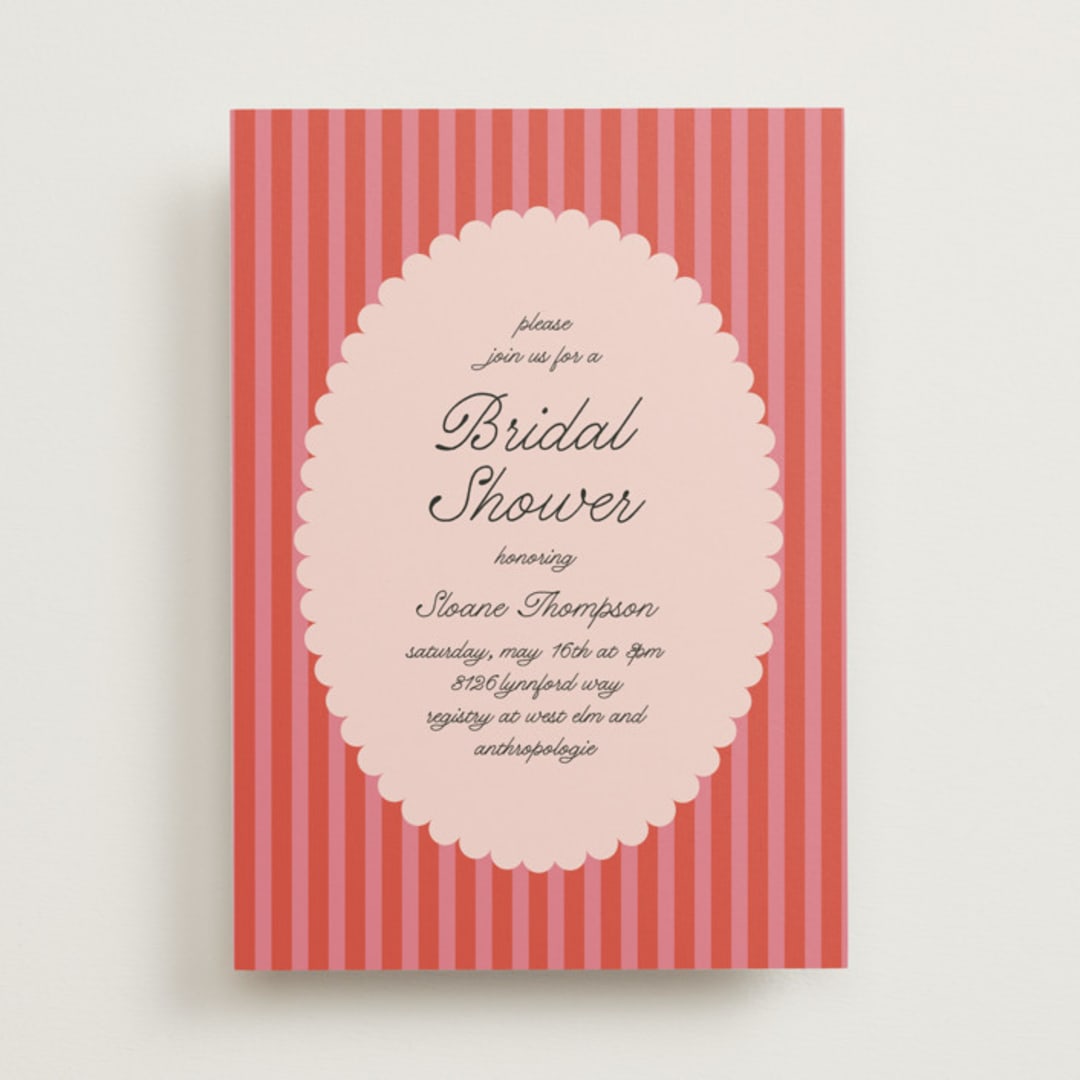 "Lola" - Bridal Shower Invitations in Strawberry by Morgan Kendall - Front