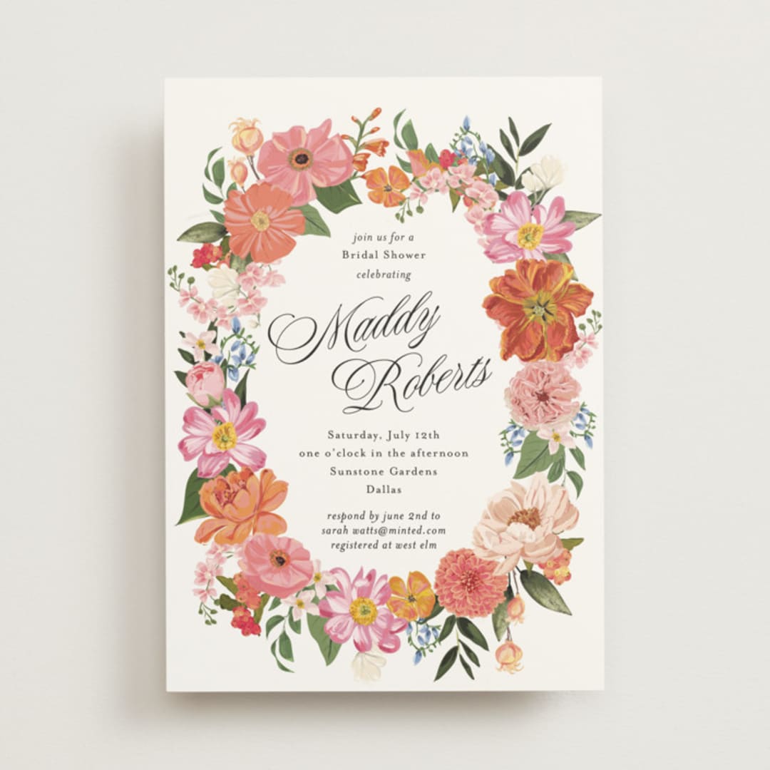 "Summer Shower" - Bridal Shower Invitations in Peony by Susan Moyal - Front