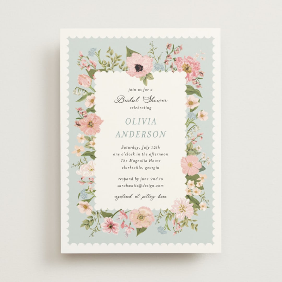 "Blooming" - Bridal Shower Invitations in Blush by Susan Moyal - Front