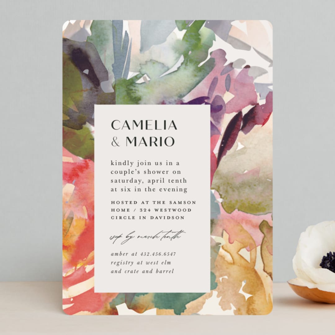 "Pretty" - Bridal Shower Invitations in Peach by Lori Wemple - Front