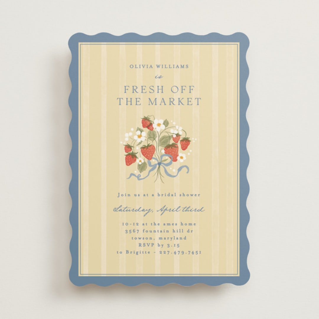 "Strawberry Sunshine" - Bridal Shower Invitations in Blueberry by Erin L. Wilson - Front