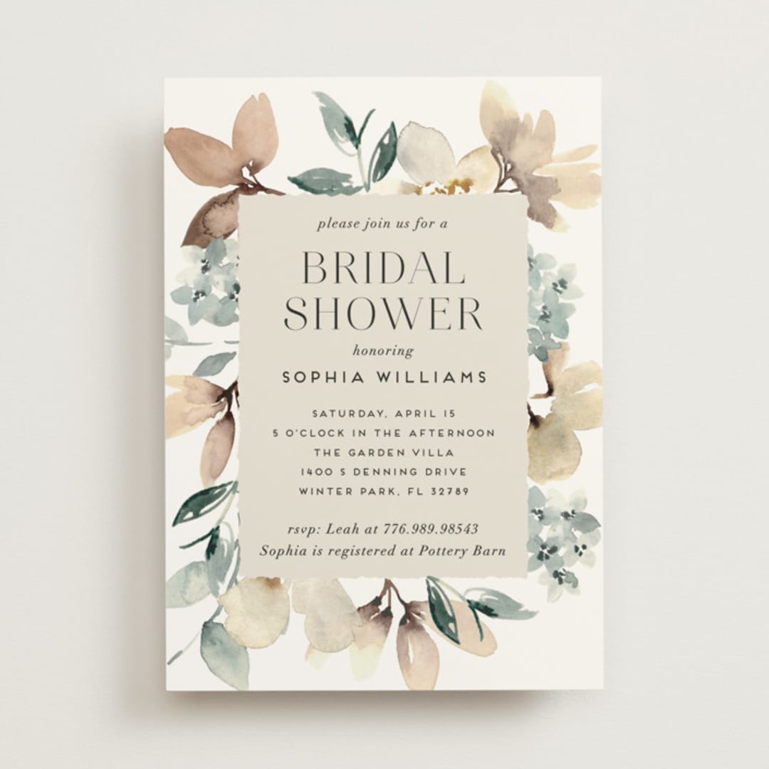 "Grande" - Bridal Shower Invitations in Dried Botanicals by Petra Kern - Front
