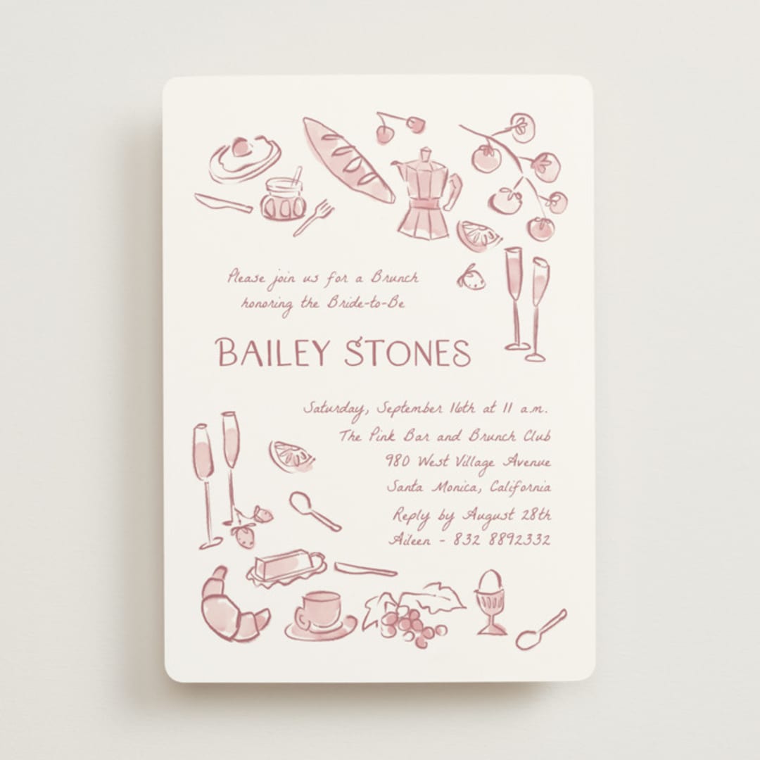 "Lanna" - Bridal Shower Invitations in Deep Rose by Pati Cascino - Front