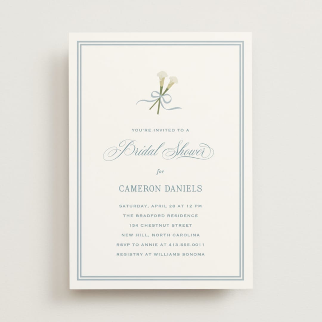 "Lilly Bow" - Bridal Shower Invitations in Something Blue by Carolyn MacLaren - Front