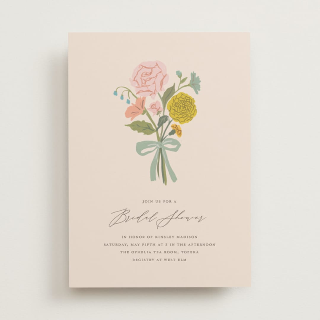 "floral bouquet" - Bridal Shower Invitations in Cream by Lori Wemple - Front