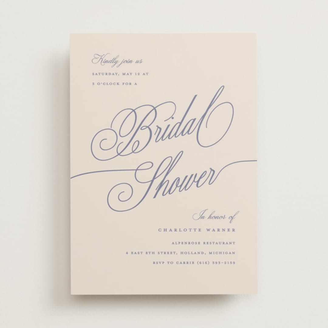 "Elegant Moon" - Bridal Shower Invitations in Luna Blue by Pixel and Hank - Front