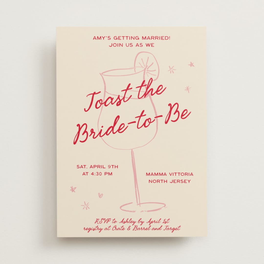 "Love Spritz" - Bridal Shower Invitations in Pink Lemonade by Ani Somi - Front