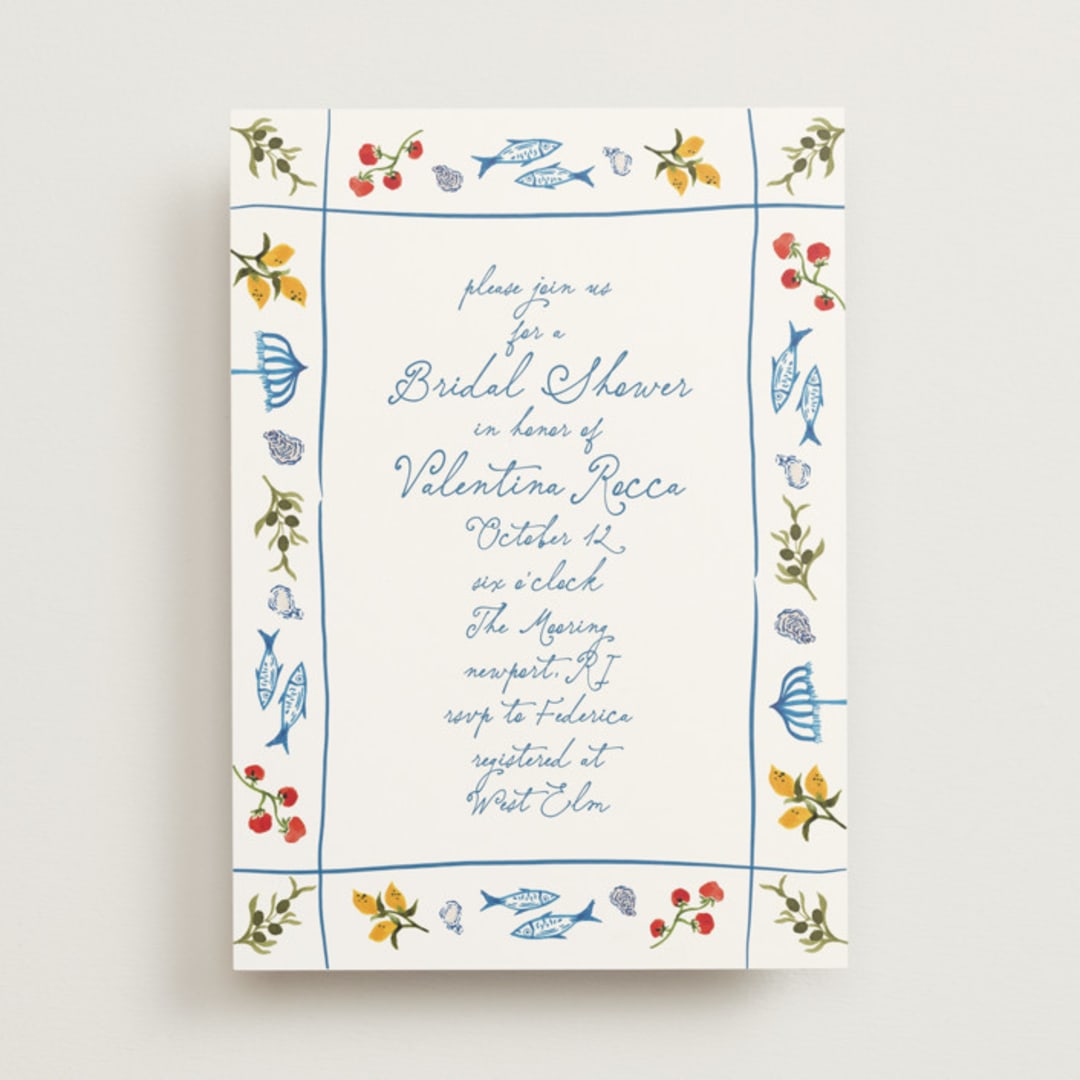 "Fresh Border" - Bridal Shower Invitations in Mediterraneo by Tamara Hilje - Front