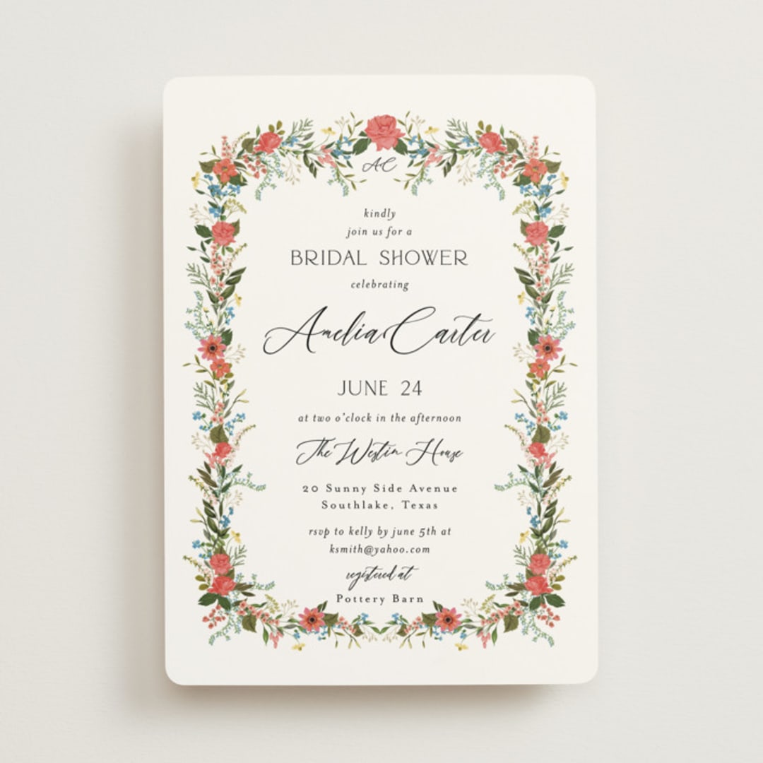 "Garden Vine" - Bridal Shower Invitations in Papaya by Susan Moyal - Front
