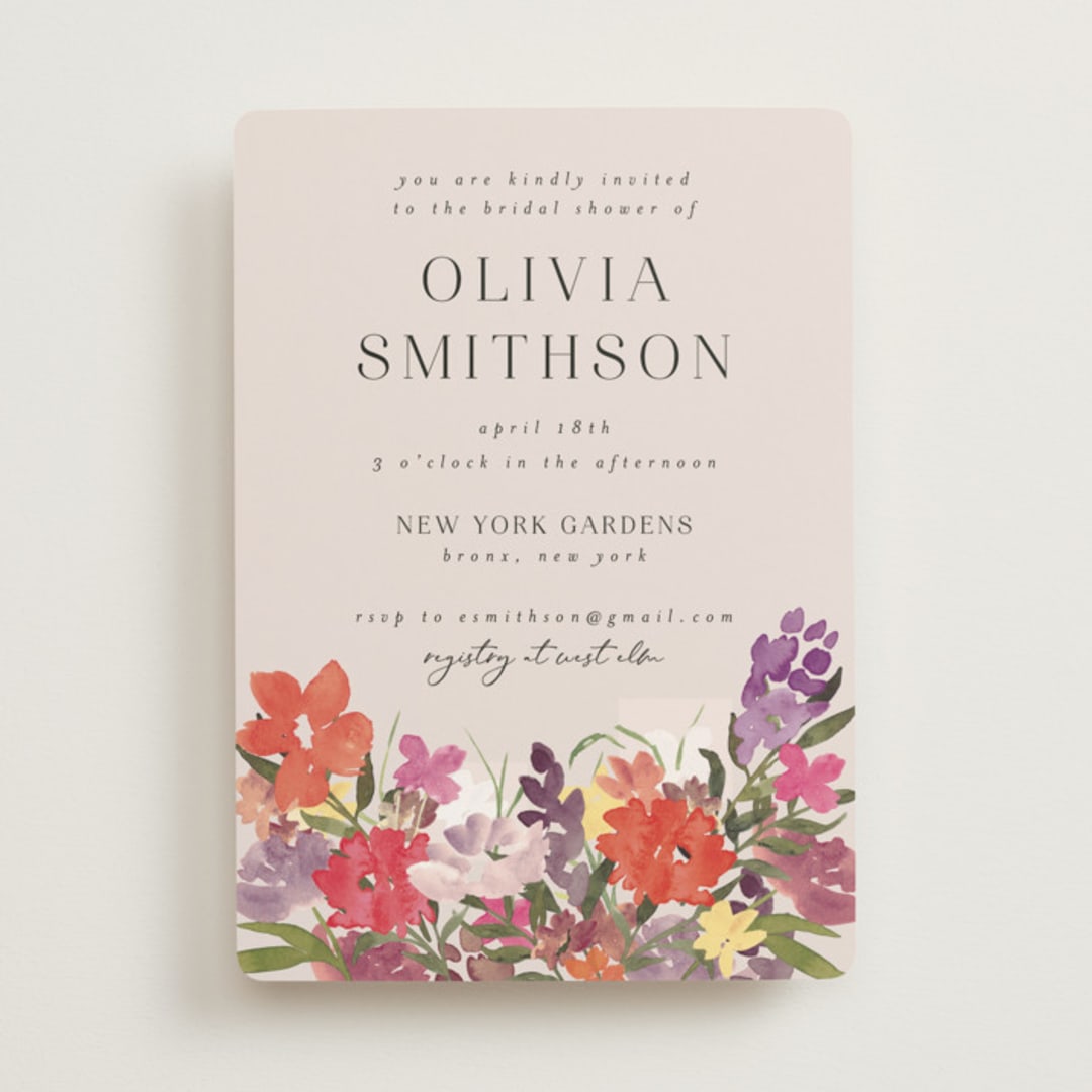 "Wildflower Garden" - Bridal Shower Invitations in Peony by Ashlee Townsend - Front