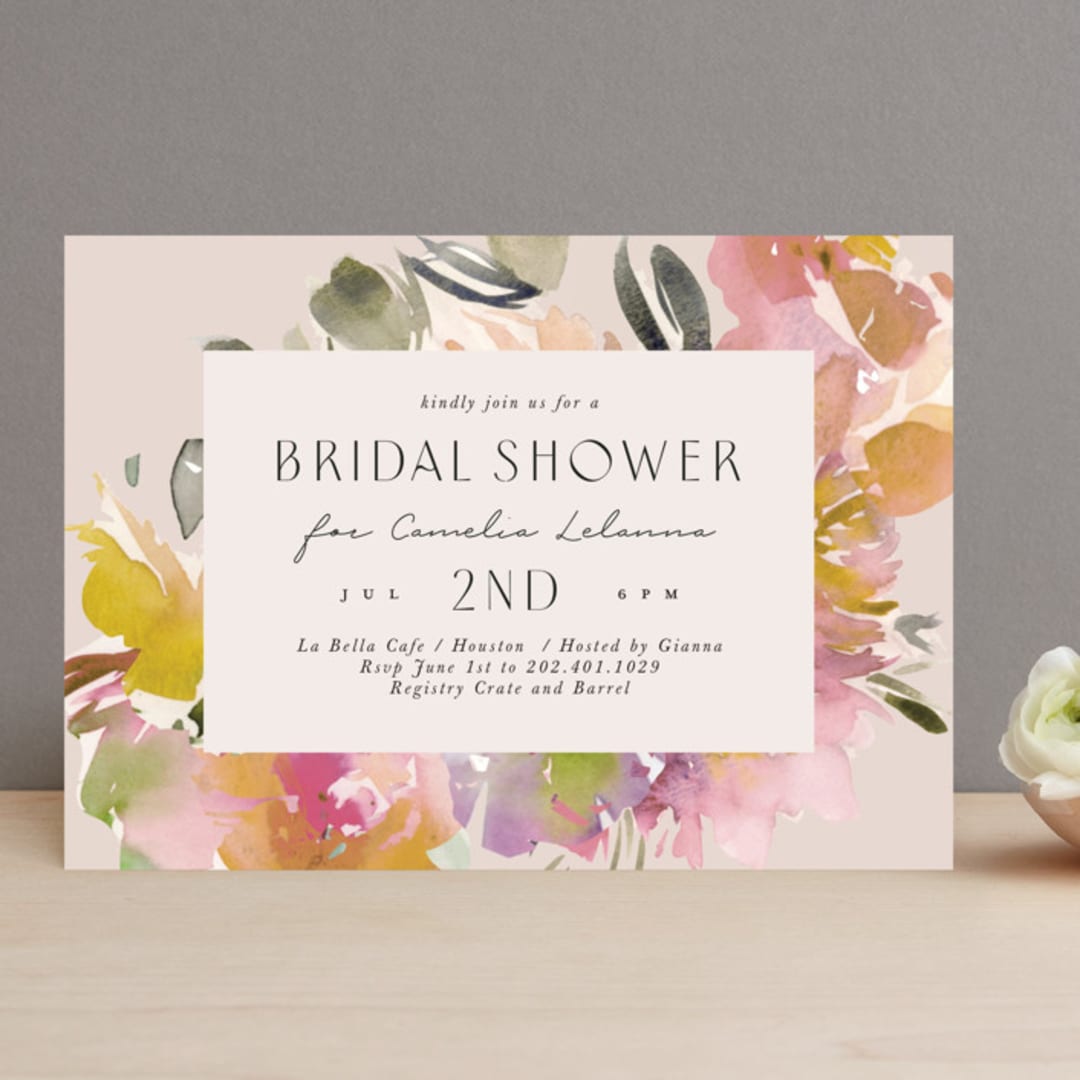 "Bouquet" - Bridal Shower Invitations in Blush by Lori Wemple - Front