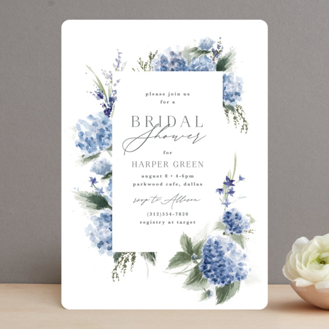 "English Garden" - Bridal Shower Invitations in Sky by Kate Ahn - Front