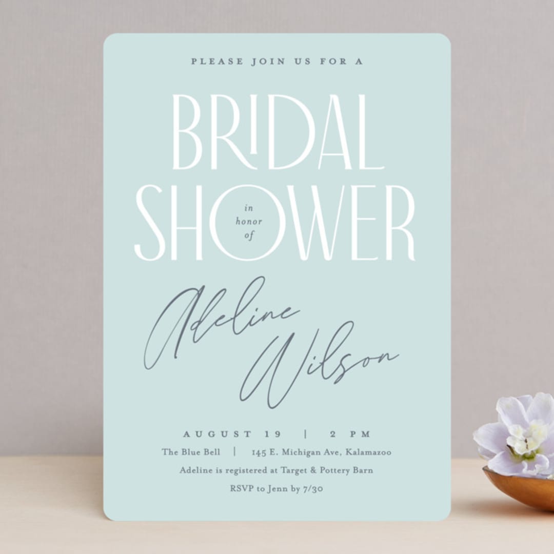 "Versatile" - Bridal Shower Invitations in Bluebell by Pixel and Hank - Front