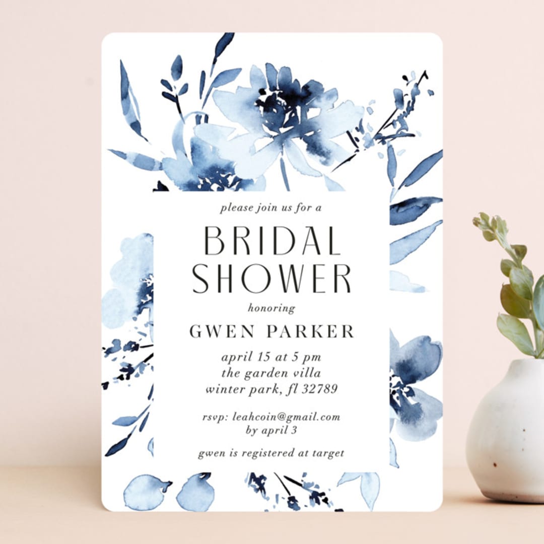 "Blu" - Bridal Shower Invitations in Sapphire by Petra Kern - Front