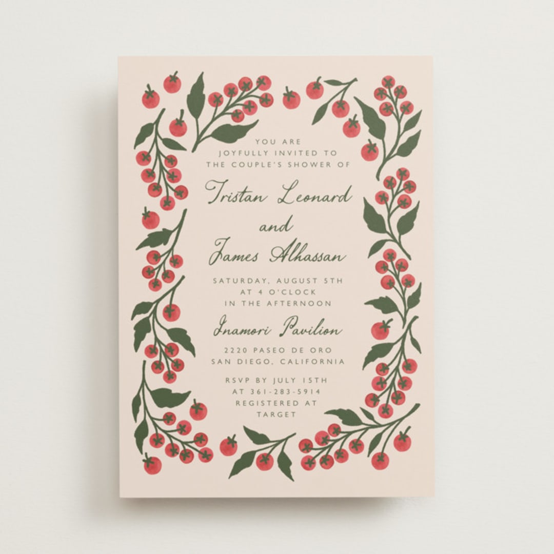"Cherry Tomatoes" - Bridal Shower Invitations in Tomato by Katharine Watson - Front