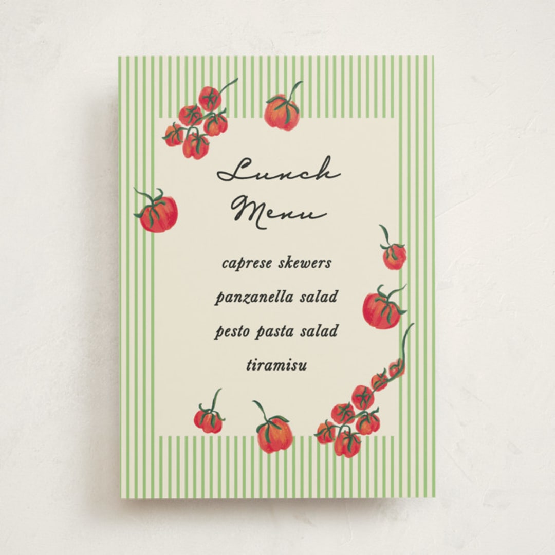"Petit Pomodoro" - Baby Shower Bar Signs in Lime by Jackie Crawford - Front