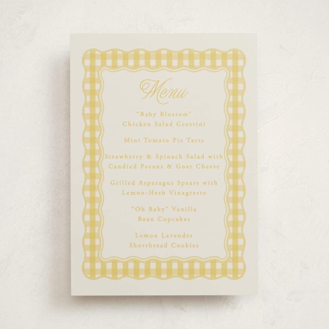 "Scalloped Gingham" - Baby Shower Bar Signs in Lemonade by Brianne Larsen - Front