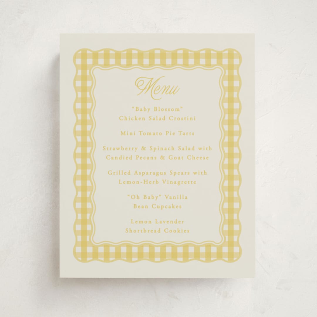 "Scalloped Gingham" - Baby Shower Bar Signs in Lemonade by Brianne Larsen - Front
