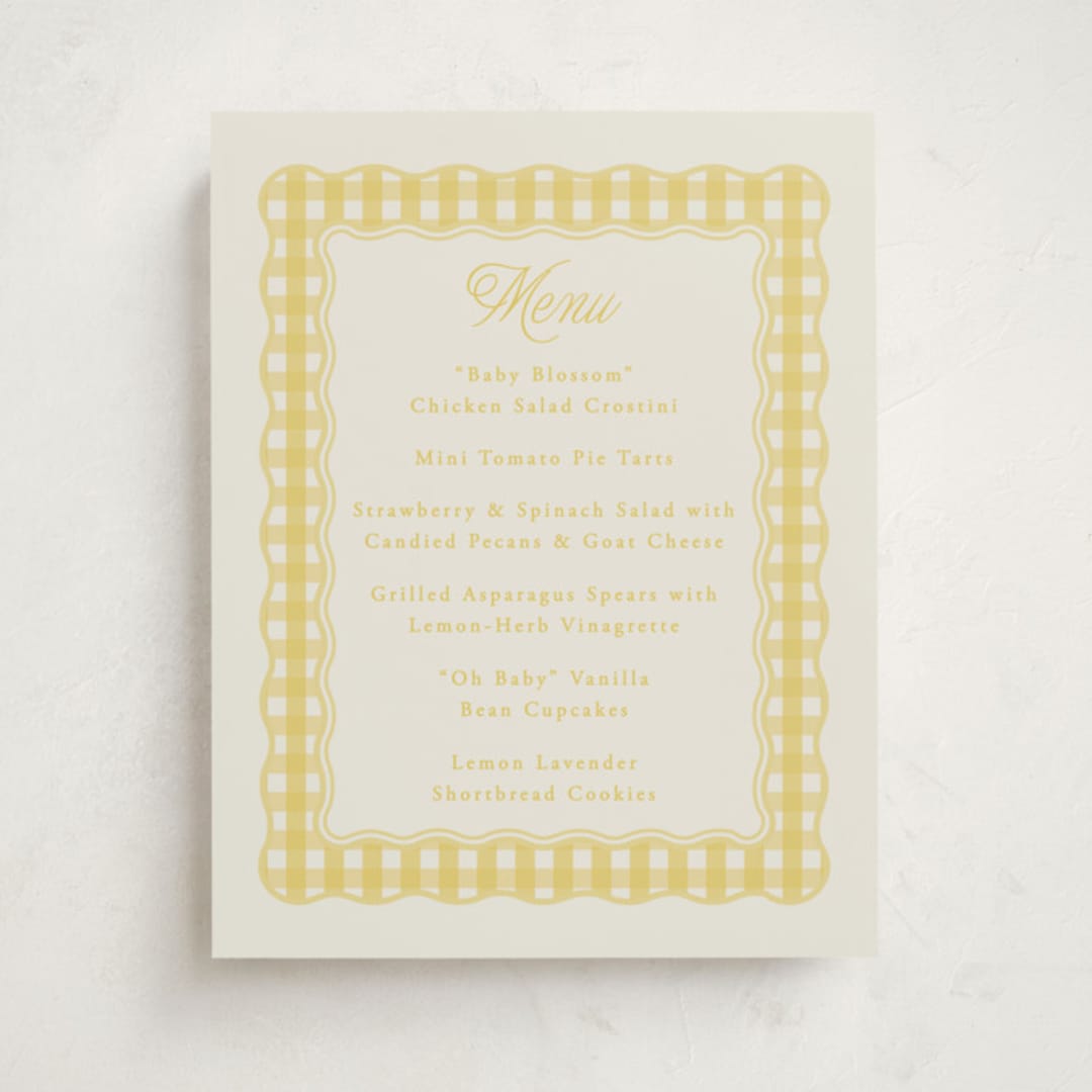"Scalloped Gingham" - Baby Shower Bar Signs in Lemonade by Brianne Larsen - Front
