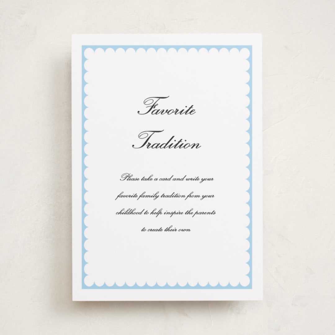 "Sweetly Scalloped" - Baby Shower Party Signs in Sky by Catherine Culvenor - Front
