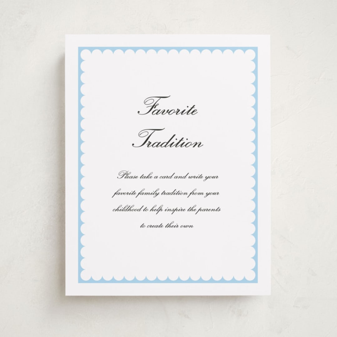 "Sweetly Scalloped" - Baby Shower Party Signs in Sky by Catherine Culvenor - Front