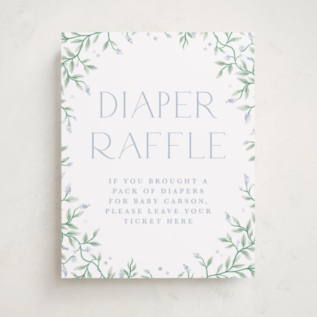 "Wisteria" - Baby Shower Party Signs in Periwinkle by Kristen Smith - Front