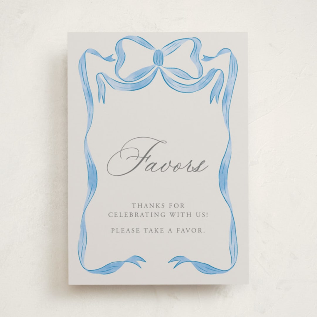 "Vintage Bow" - Baby Shower Party Signs in Baby Blues by Lehan Veenker - Front