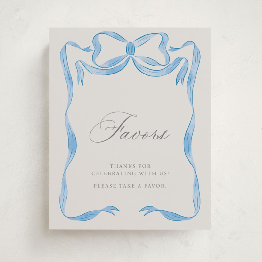 "Vintage Bow" - Baby Shower Party Signs in Baby Blues by Lehan Veenker - Front