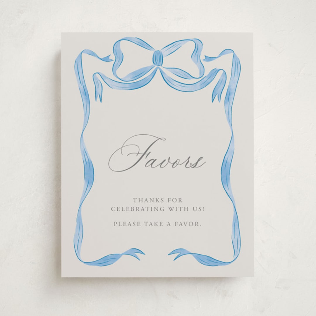 "Vintage Bow" - Baby Shower Party Signs in Baby Blues by Lehan Veenker - Front
