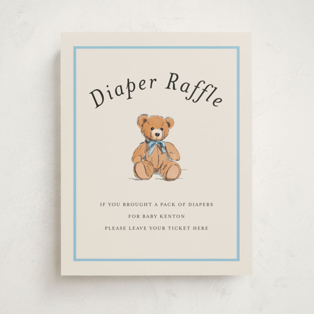 "Antique Teddy Bear" - Baby Shower Party Signs in Frost by Becky Nimoy - Front