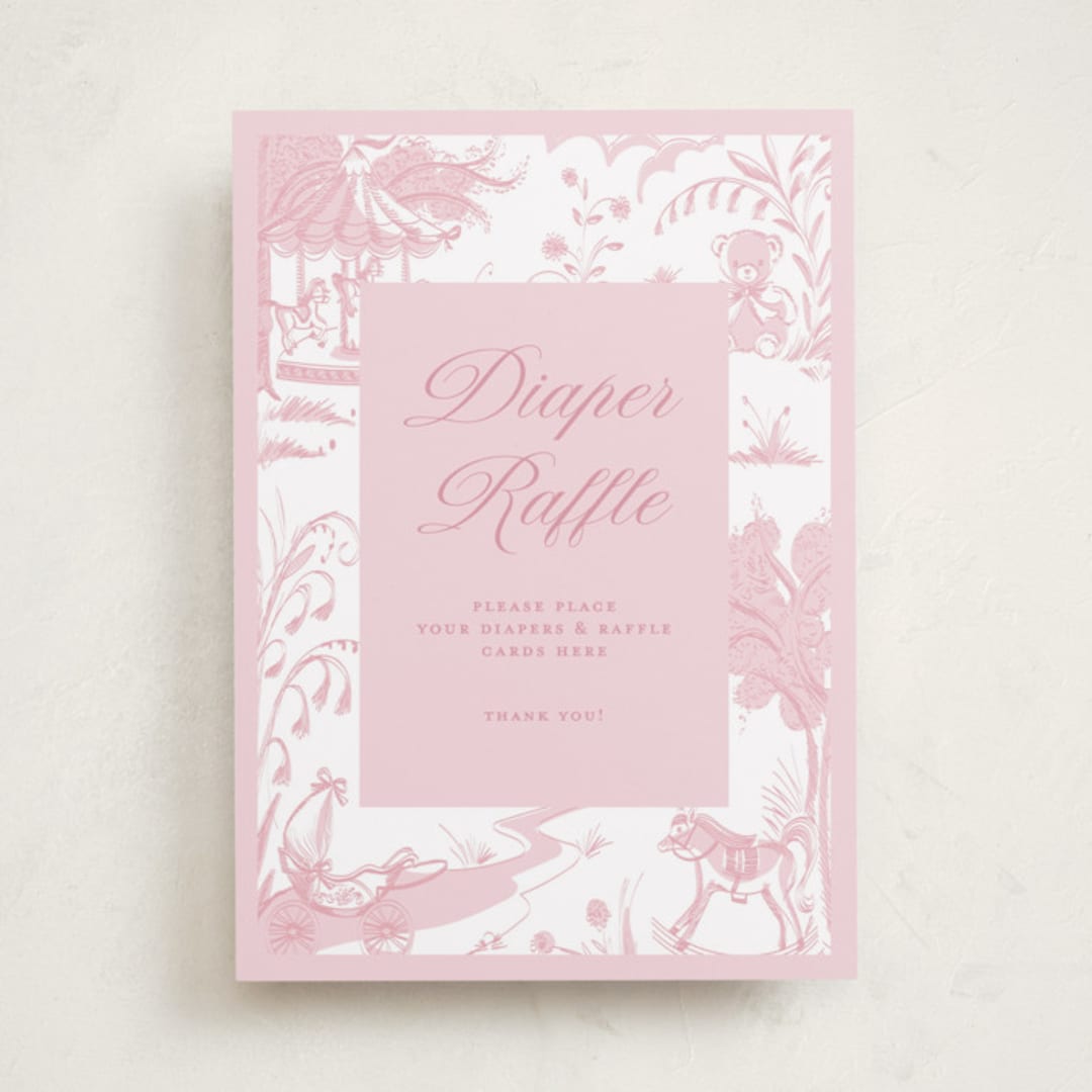 "Baby Toile" - Baby Shower Party Signs in Blush by Teju Reval - Front
