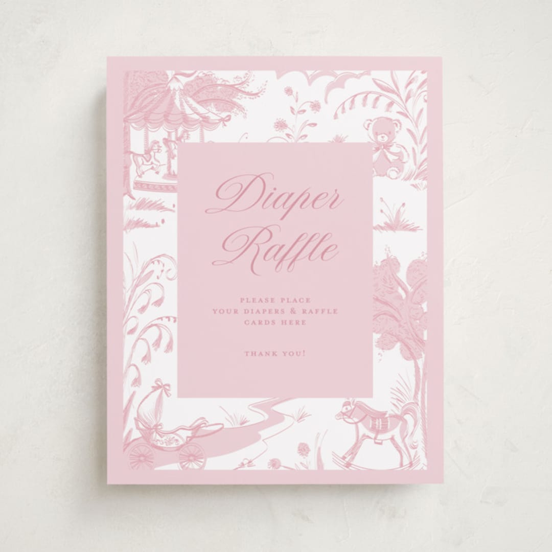 "Baby Toile" - Baby Shower Party Signs in Blush by Teju Reval - Front
