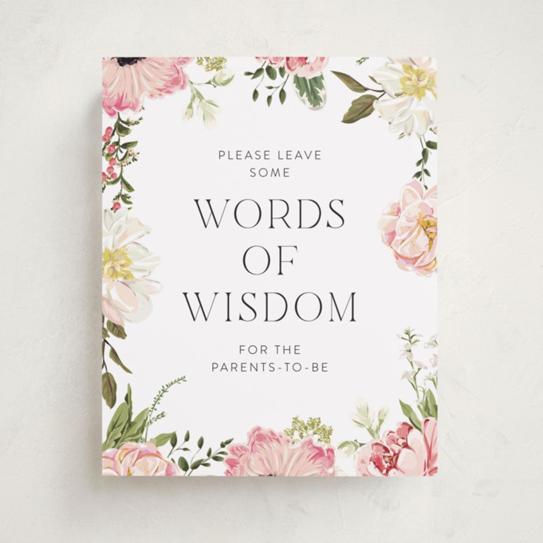 "Timeless Blooms" - Baby Shower Party Signs in Peony by Susan Moyal - Front