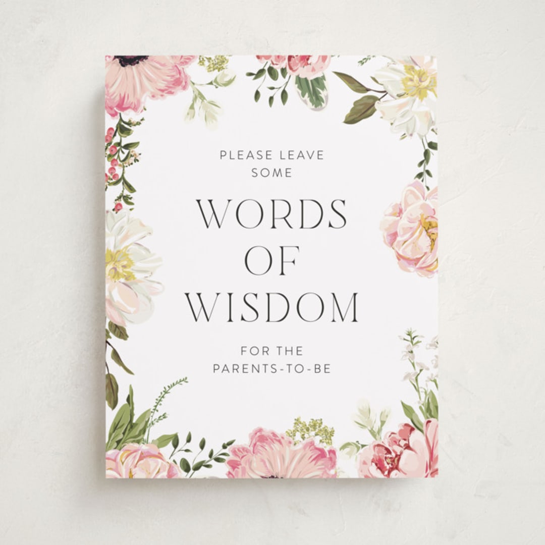 "Timeless Blooms" - Baby Shower Party Signs in Peony by Susan Moyal - Front