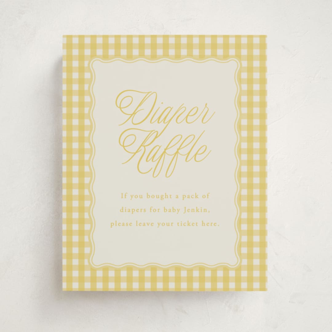 "Scalloped Gingham" - Baby Shower Party Signs in Lemonade by Brianne Larsen - Front